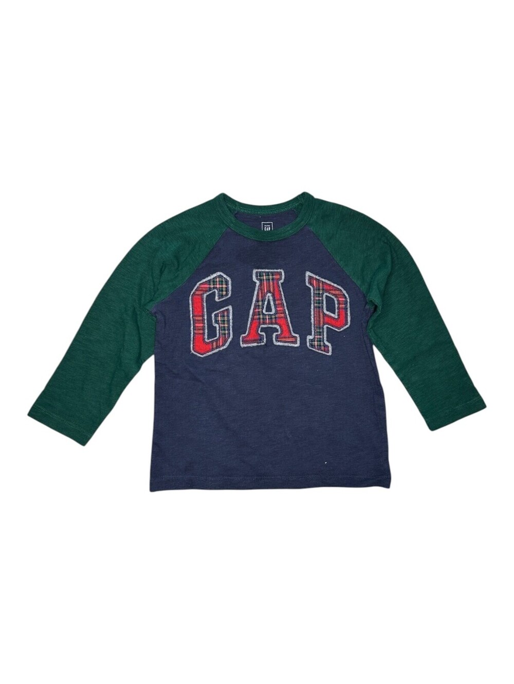 GAP Boys' Navy and Green Long Sleeve Raglan Shirt Size 3 Years